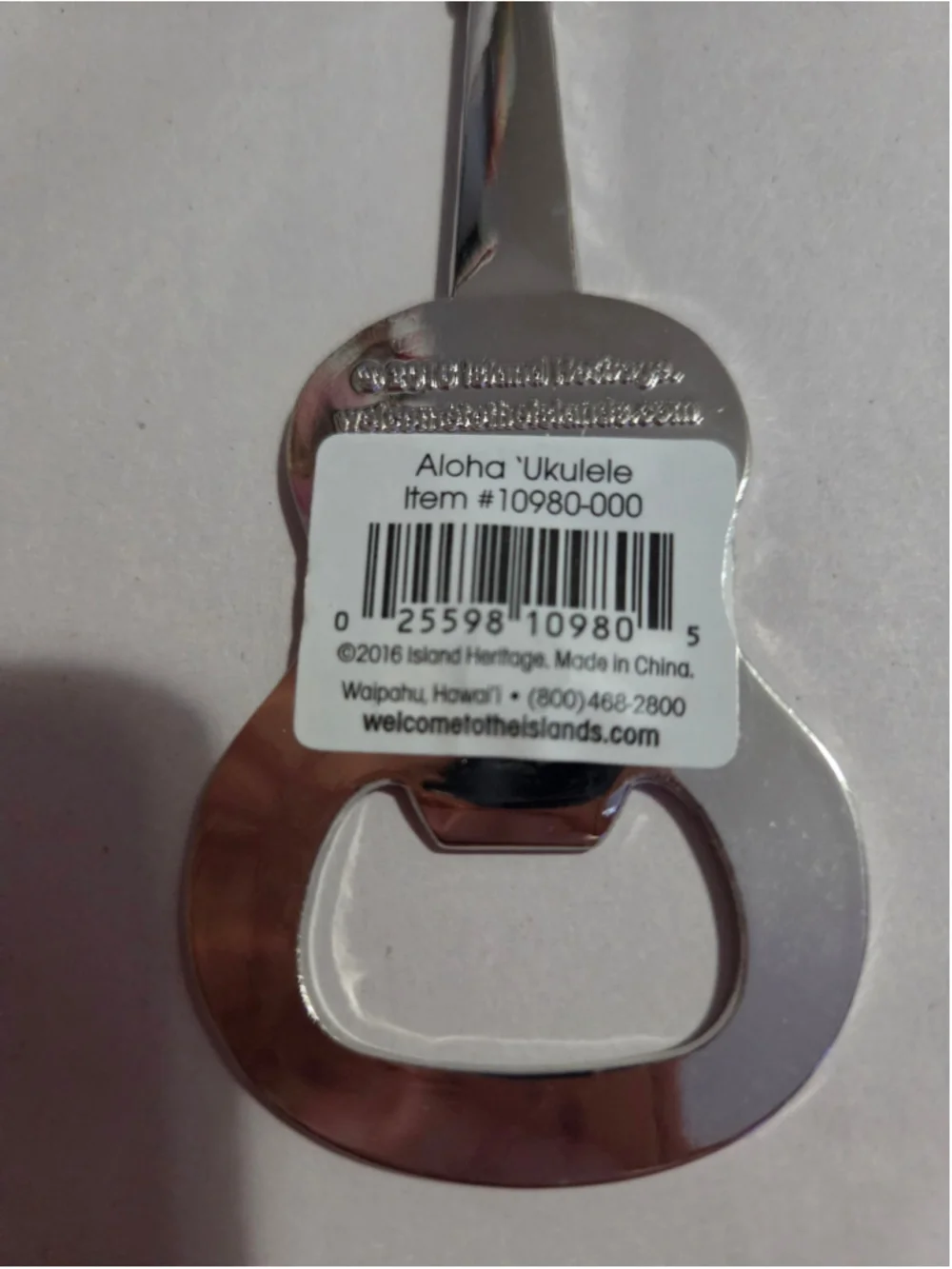 Island Heritage Aloha Ukulele Bottle Opener One Size Silver Brown